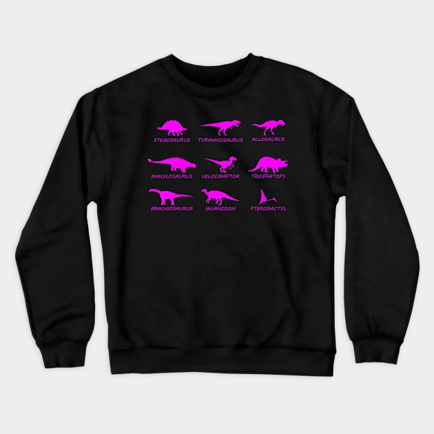 Kids Types Of Dinosaurs T-Shirt Dinosaur Tee For Girls and Boys Crewneck Sweatshirt by mohammadrezaabolghase